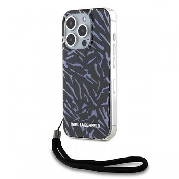 Karl Lagerfeld Hardcase iPhone 15 Pro Max fialová zebra s popruhem