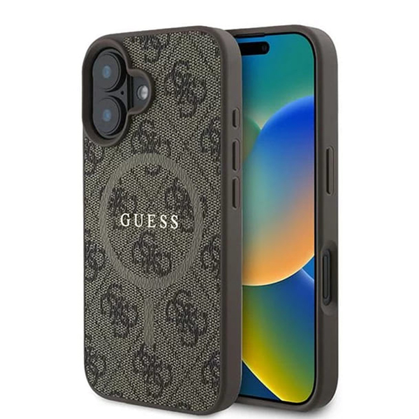 Levně Guess 4G Ring Classic Logo MagSafe GUHMP16SG4GFRW iPhone 16 hnědý