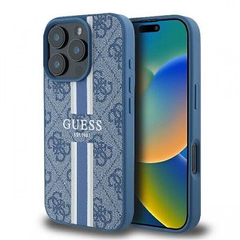 Guess Hardcase 4G Printed Stripes MagSafe iPhone 16 Pro modrá