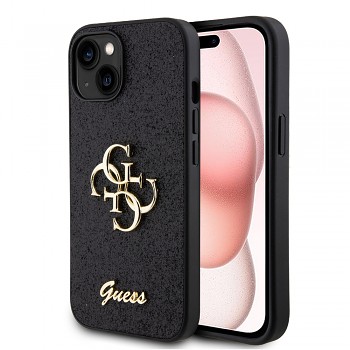 Guess Glitter Script Big 4G GUHCP15SHG4SGK iPhone 15 Černá