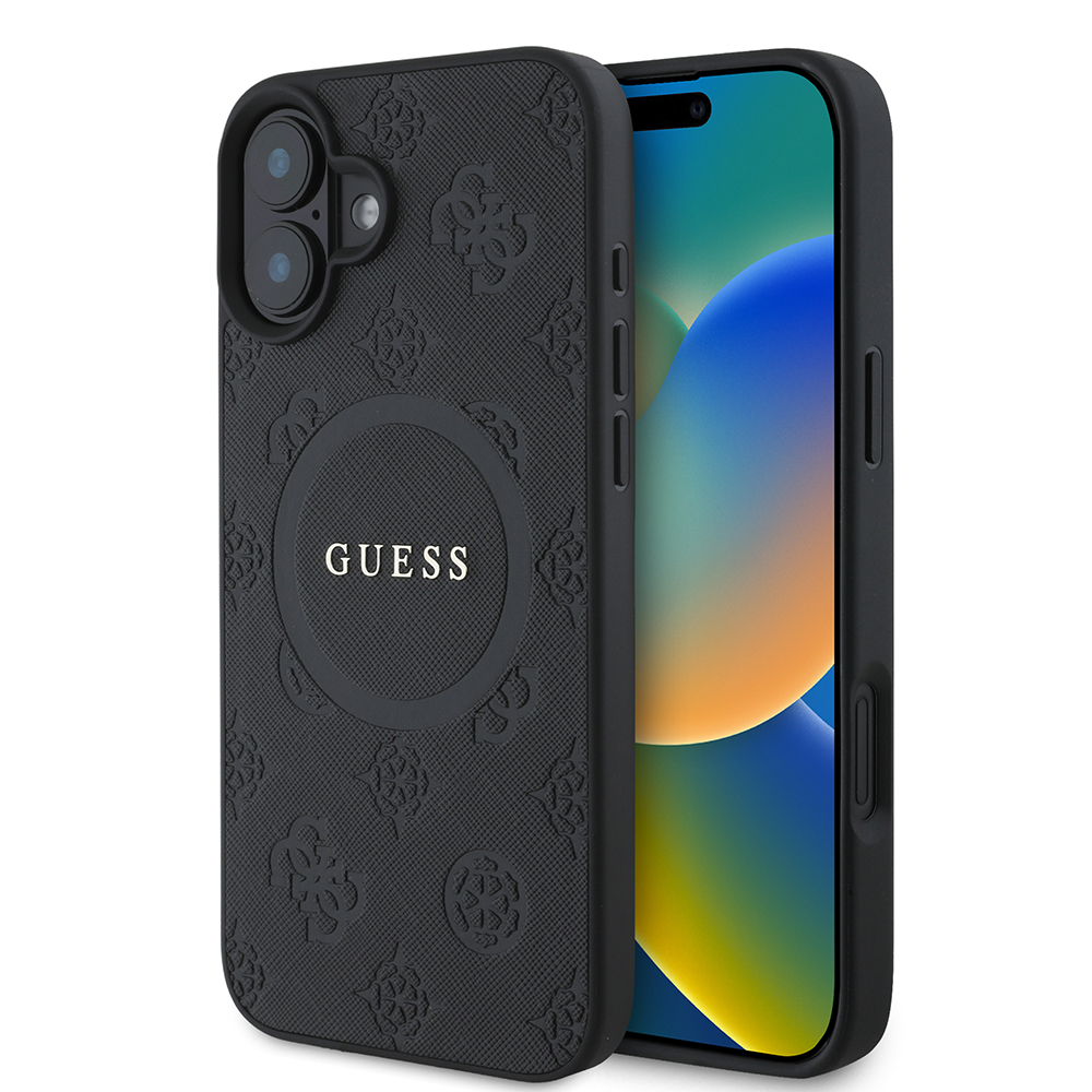 Levně Guess Saffiano Peony Classic Logo MagSafe GUHMP16SPSAPSMEK iPhone 16 černá