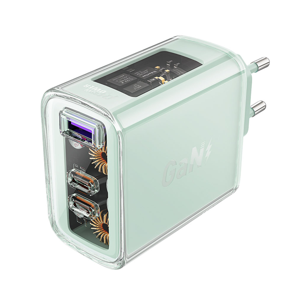 Levně Acefast Nabíječka do zdi Exploration Series A45 2x USB-C USB GaN PD65W Rychlé nabíjení horská mlha