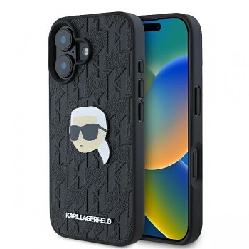 Karl Lagerfeld Hardcase Leather Monogram iPhone 16 růžová Karl Head Pin