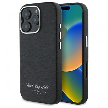 Karl Lagerfeld Hardcase Leather Hotel iPhone 16 Pro růžově zlatá