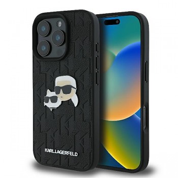 Karl Lagerfeld pouzdro z kůže monogram růžové iPhone 16 Pro Karl&Chaoupette Head Pin