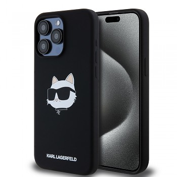 Karl Lagerfeld Silicone MagSafe iPhone 15 Pro Max Choupette Head růžová
