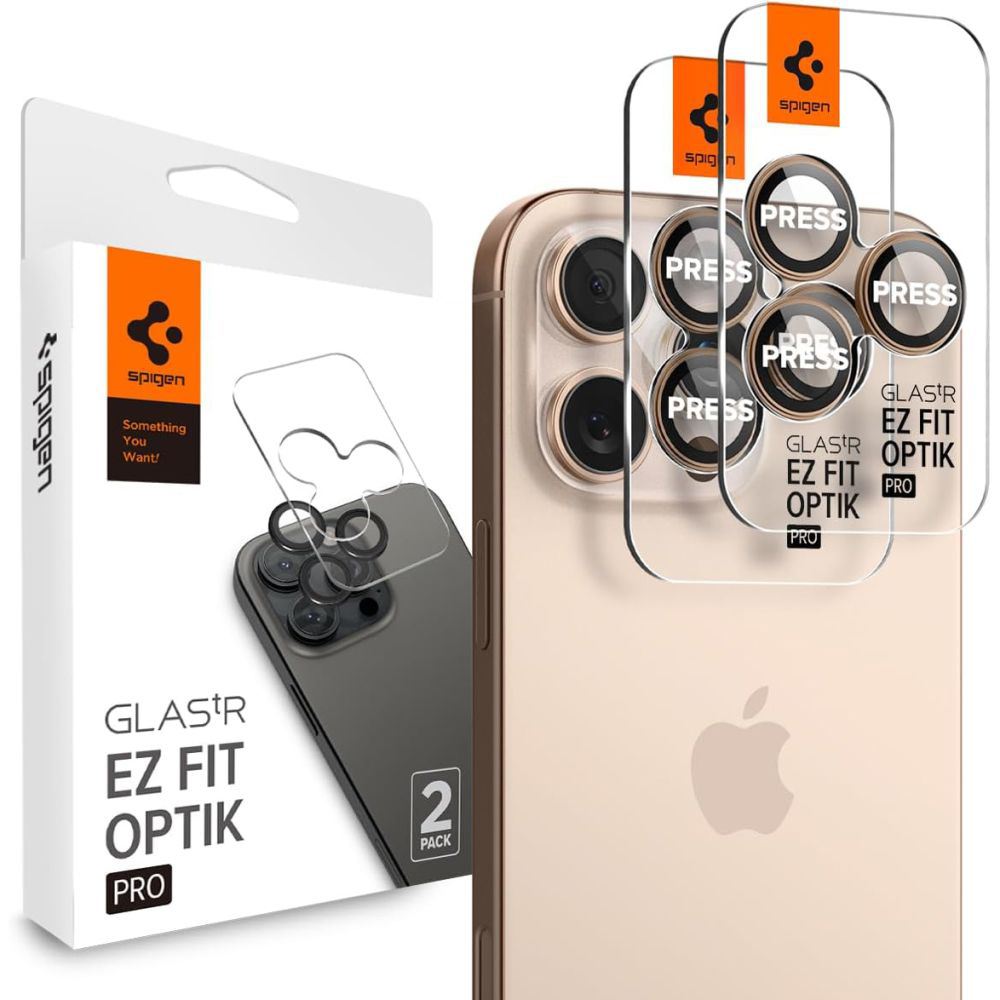 Levně Spigen Optik.tR EZ Fit Pro sklo na kameru (2 ks) iPhone 16 Pro pouštní titan