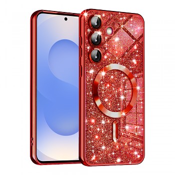 Techsuit Luxury Glitter MagSafe pro Samsung Galaxy S25 červená