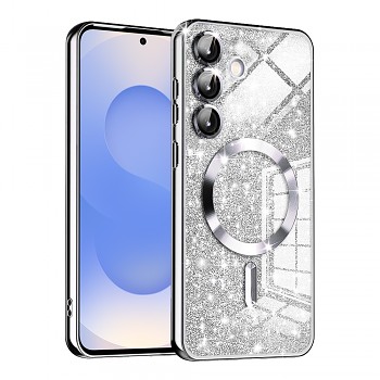 Techsuit Luxury Glitter MagSafe pro Samsung Galaxy S25 stříbrný