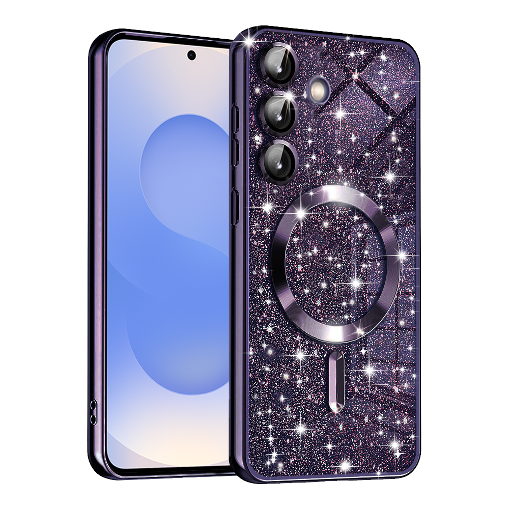 Levně Techsuit Luxury Glitter MagSafe pro Samsung Galaxy S25 v tmavě fialové