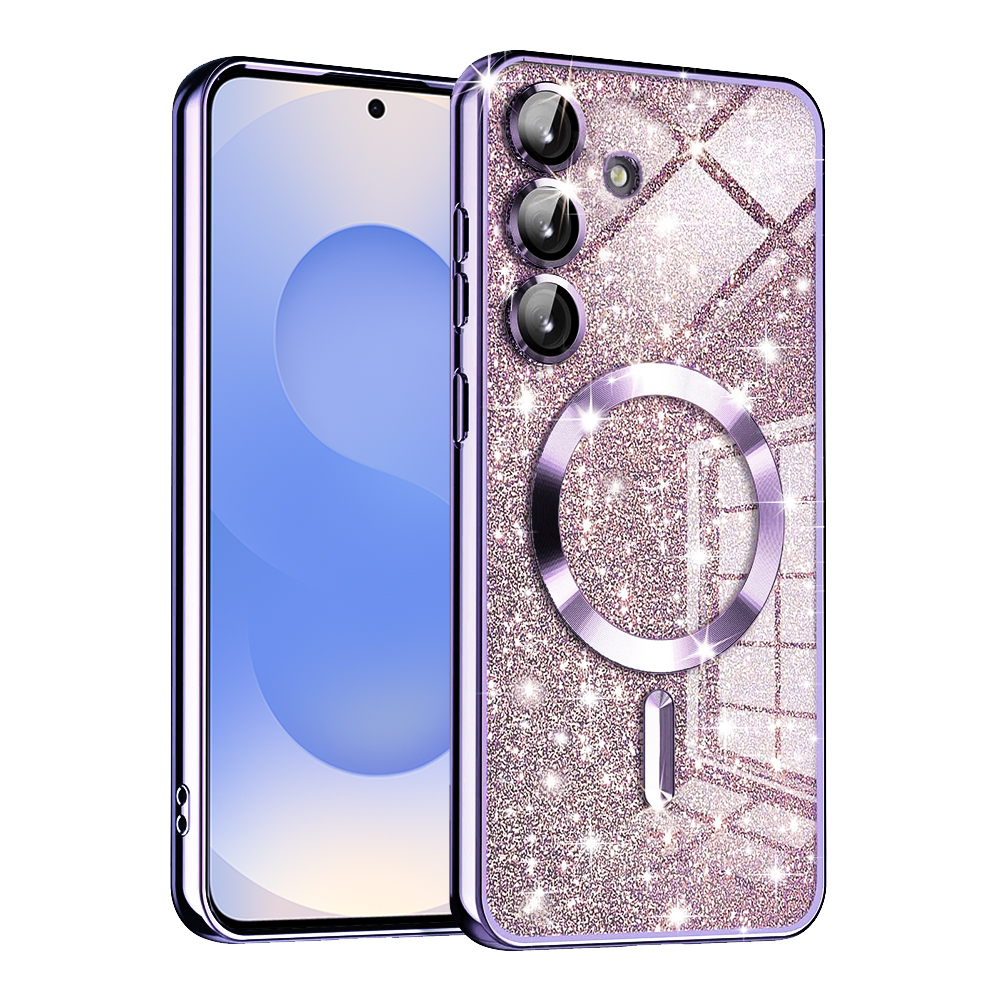 Levně Techsuit Luxury Glitter MagSafe pro Samsung Galaxy S25 světle fialová