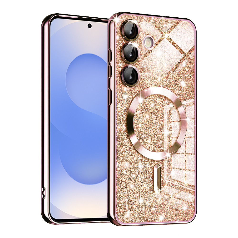 Levně Techsuit Luxury Glitter MagSafe pro Samsung Galaxy S25 růžově zlatý
