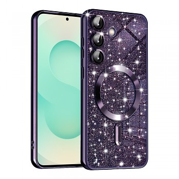 Techsuit Luxury Glitter MagSafe pro Samsung Galaxy S25 Plus v tmavě fialové