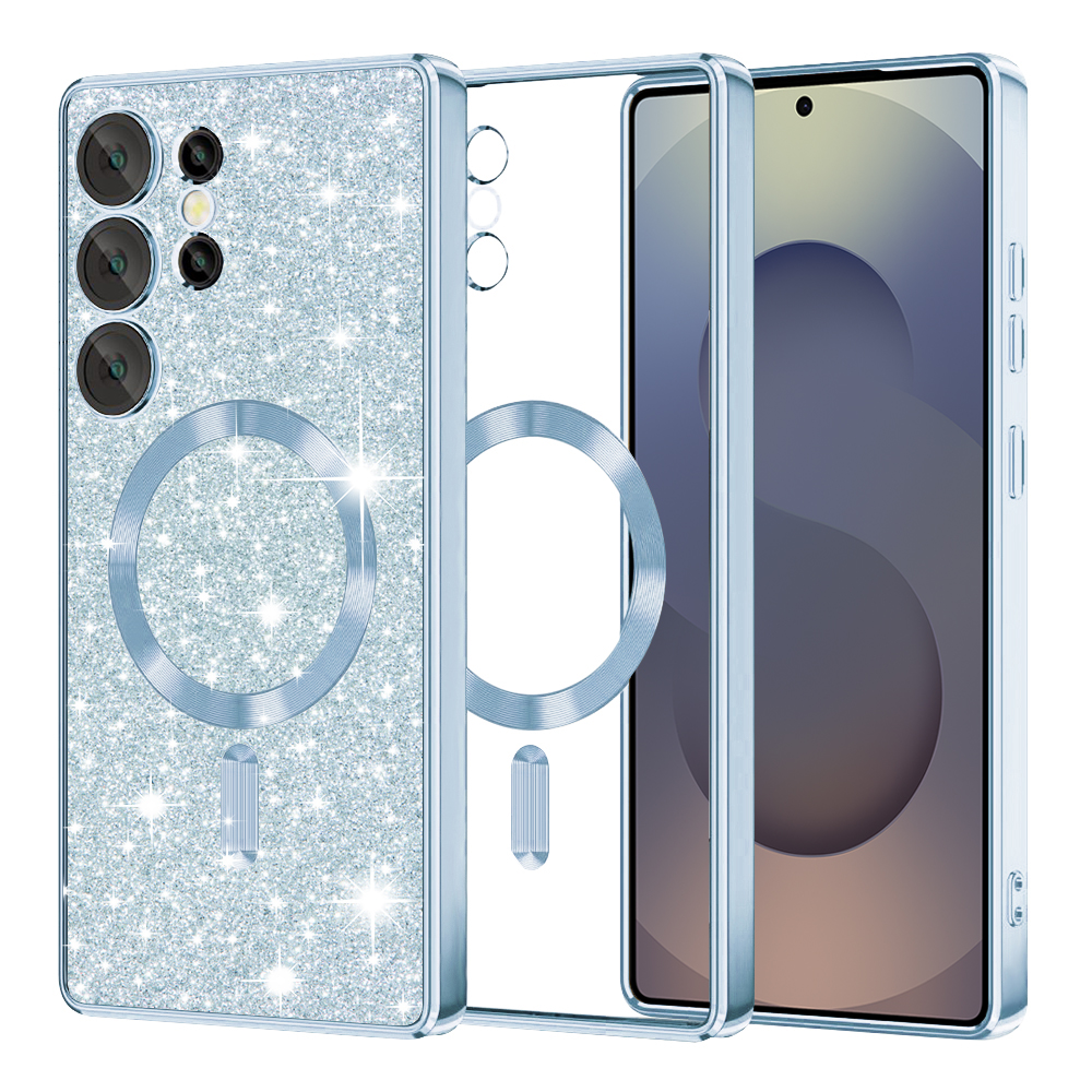 Levně Techsuit Luxury Glitter MagSafe pro Samsung Galaxy S25 Ultra světle modrá