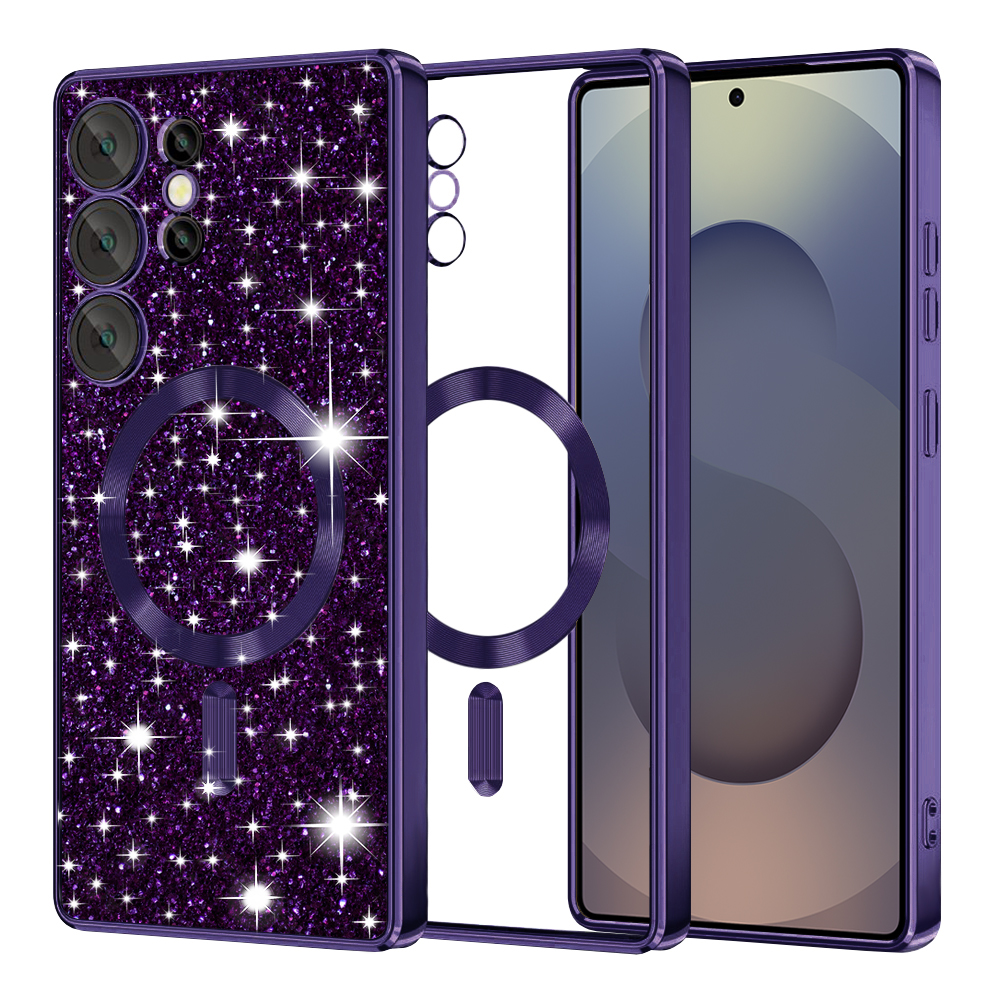 Levně Techsuit Luxury Glitter MagSafe pro Samsung Galaxy S25 Ultra v tmavě fialové