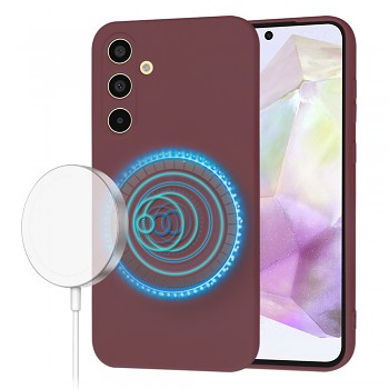 Techsuit SoftFlex MagSafe pro Samsung Galaxy A35 5G švestkově červená