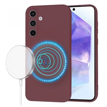 Techsuit SoftFlex MagSafe pro Samsung Galaxy A55 5G švestkově červená