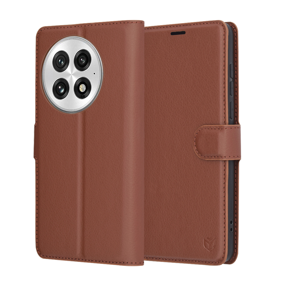 Levně Kožené pouzdro Techsuit OnePlus 13 hnědé