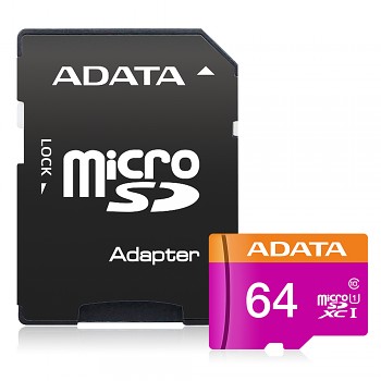 Adata paměťová karta MicroSDXC s adaptérem Class 10 UHS-I U1 64GB černá