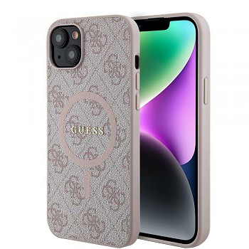 Guess 4G Ring Classic Logo MagSafe iPhone 14 růžová