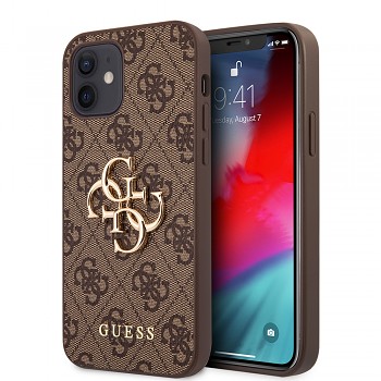 Guess Hardcase 4G Big Metal Logo iPhone 12/12 Pro hnědý