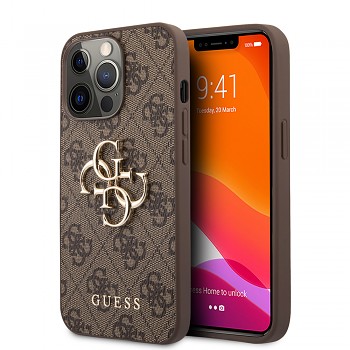 Guess Hardcase 4G Big Metal Logo iPhone 13 Pro hnědý