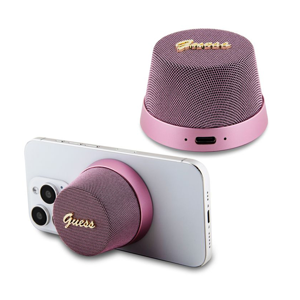 Guess Speaker Stand Magnetic Script Metal GUWSC3ALSMP TWS USB-C Bluetooth V5.3 700mAh 3W růžová