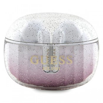 Guess - Bezdrátová sluchátka Glitter Pink Gradient s dokovací stanicí