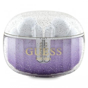 Guess - Bezdrátová sluchátka Glitter Purple Gradient s dokovací stanicí