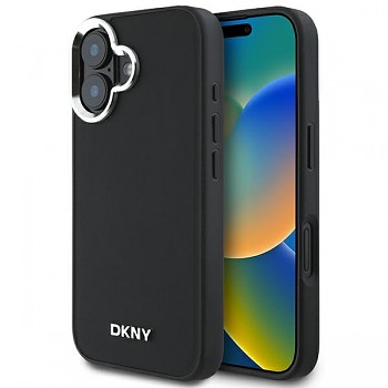 DKNY Hardcase Plain Silver Logo MagSafe iPhone 16 černá