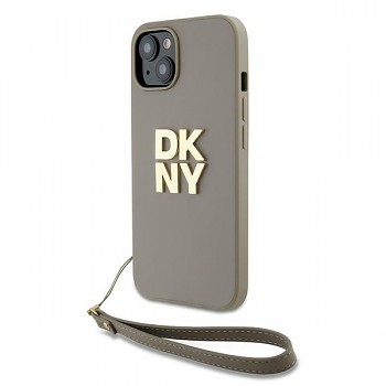 DKNY Hardcase Wrist Strap Stock Logo iPhone 15 Plus béžová