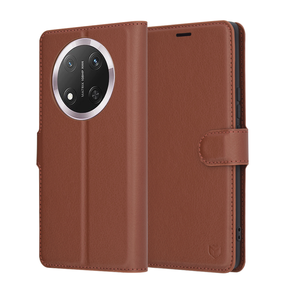 Levně Pouzdro z kůže Techsuit pro Honor Magic7 Lite X9c hnědé