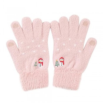 Rukavice Techsuit ST0011 z norkové kožešiny růžové velikost 21 cm