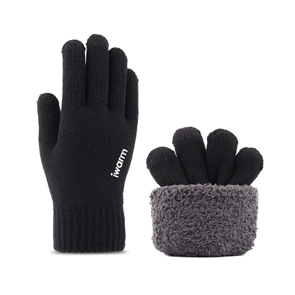 Levně Iwarm Gloves ST0018 prémiová vlna s protiskluzovými detaily velikost 23 cm černá
