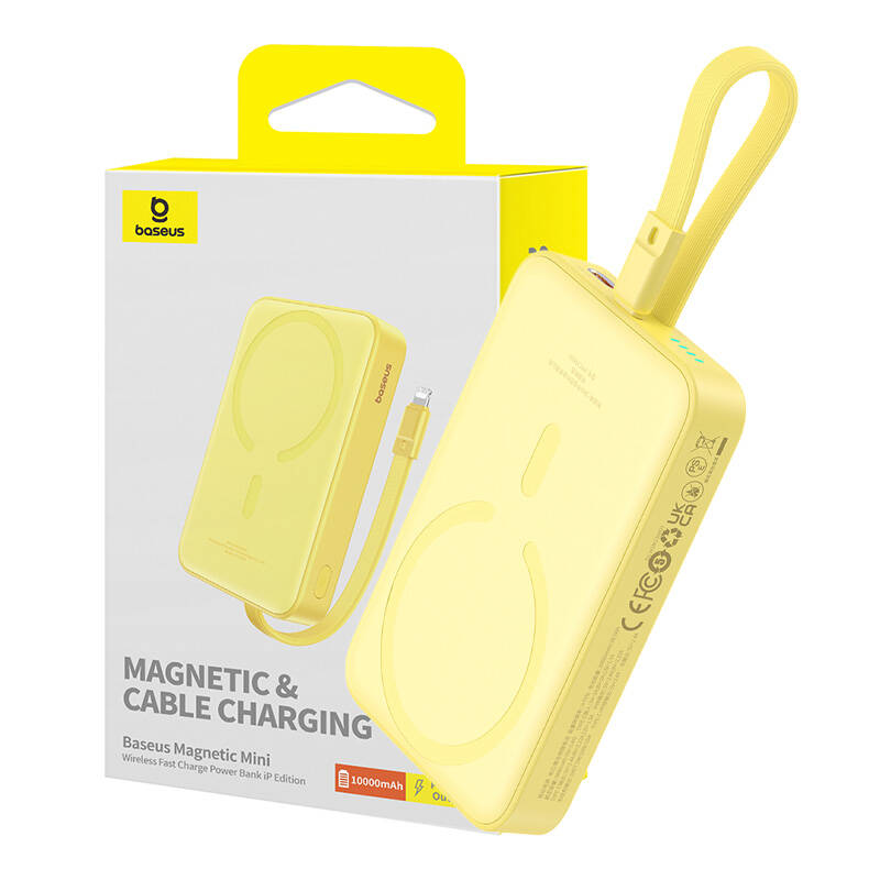 Levně Baseus Power Bank Magnetic Mini MagSafe USB-C 10000mAh 20W žlutá