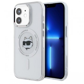 Karl Lagerfeld IML MagSafe iPhone 12/12 Pro Bílá Metalická Choupette Head