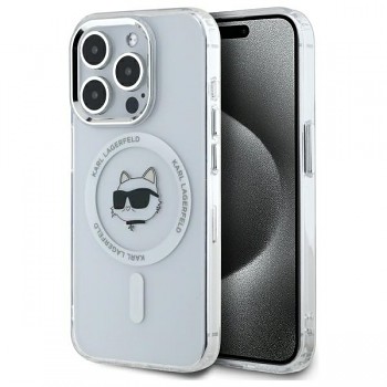 Karl Lagerfeld IML MagSafe iPhone 14 Pro Bílá Metalická Choupette's Head