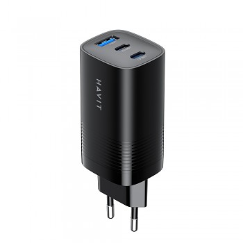 Nabíječka do zdi Havit UC20 EU 2x Type-C USB GaN 65W rychlé nabíjení černá