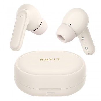 Havit Wireless Earbuds TW950 do uší Bluetooth 5.3 s mikrofonem béžová růžová
