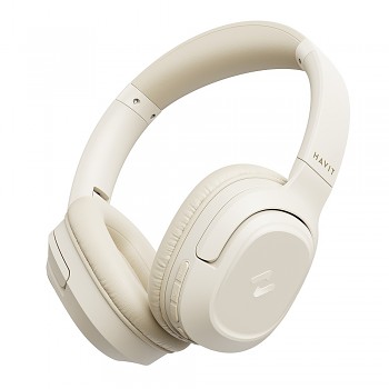 Havit bezdrátová sluchátka H612BT na uši Bluetooth 5.4 béžová