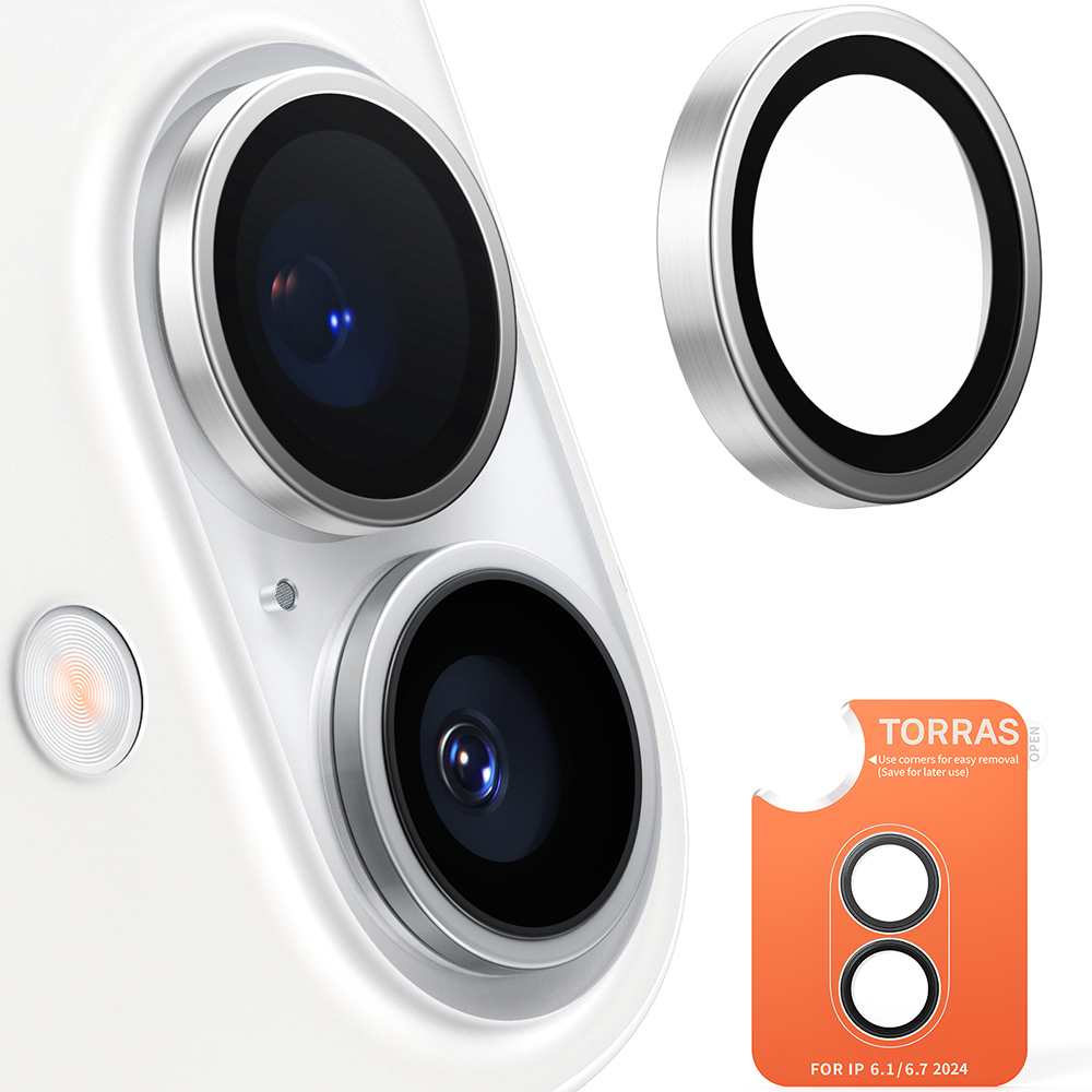 Levně Torras Lensguard ochrana kamery iPhone 16 iPhone 16 Plus titanově šedá