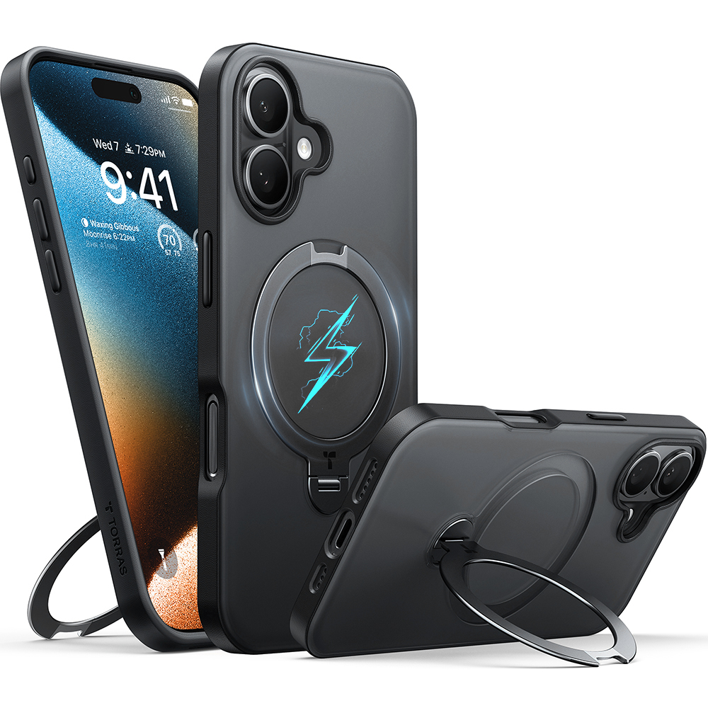 Torras Ostand Spin MagSafe Series iPhone 16 černý