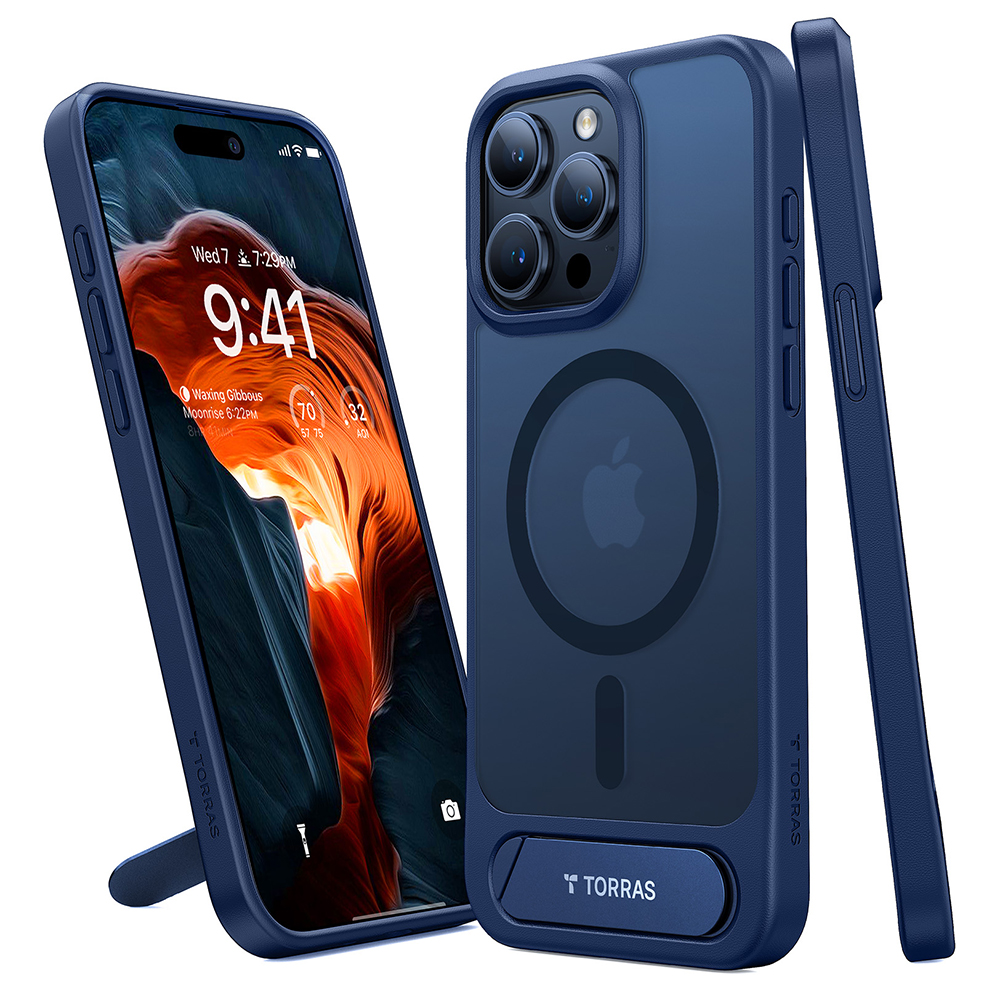 Levně Torras Pstand MagSafe pro iPhone 15 Pro Max námořnická modrá