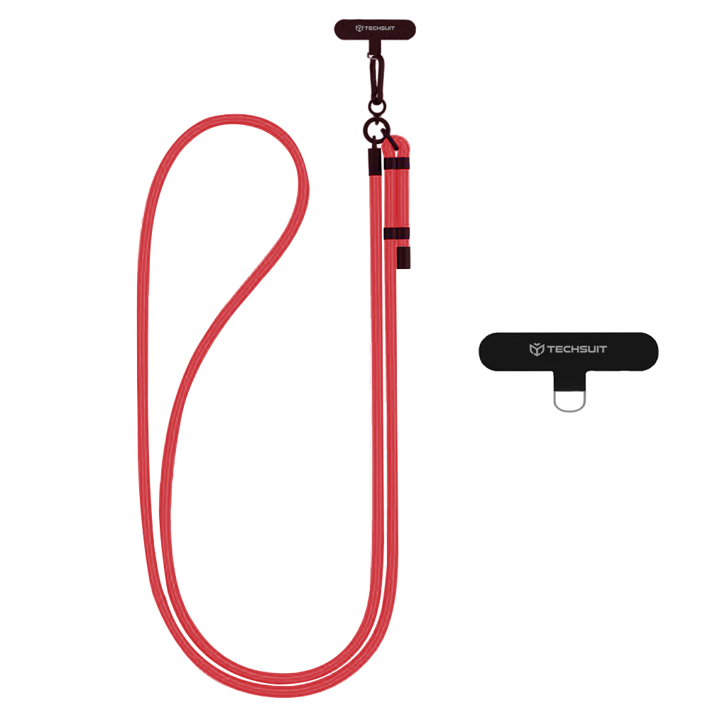 Levně Techsuit Rope Crossbody Strap RCS1-33 pro telefony karabina nylon červený samet