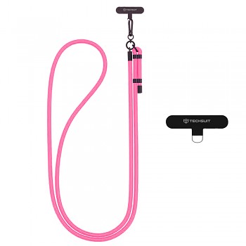Techsuit Rope Crossbody Strap RCS1-05 pro telefony karabina nylon růžová