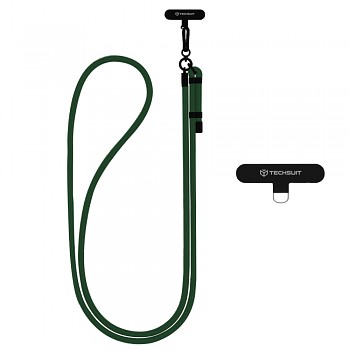Techsuit - Rope Crossbody Strap (RCS1-04) - pro telefony karabina nylon pletený odolný nastavitelný lesní zelená