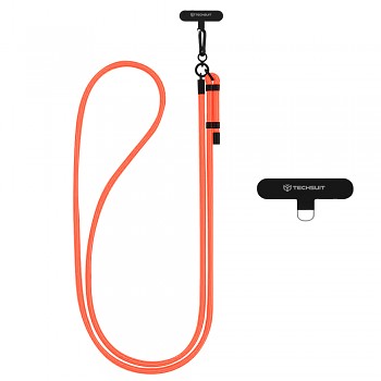 Techsuit - popruh na telefon RCS1-81 karabina nylon odolný nastavitelný oranžový západ slunce
