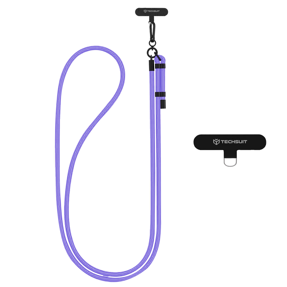 Levně Techsuit Rope Crossbody Strap RCS1-96 pro telefony karabina nylon nastavitelný měsíční šeřík
