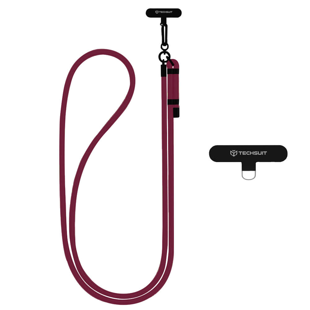 Levně Techsuit Rope Crossbody Strap RCS1-28 pro telefony karabina nylon tmavá třešeň
