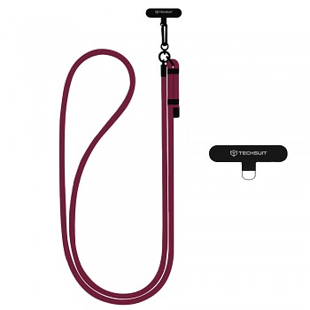 Techsuit Rope Crossbody Strap RCS1-28 pro telefony karabina nylon tmavá třešeň